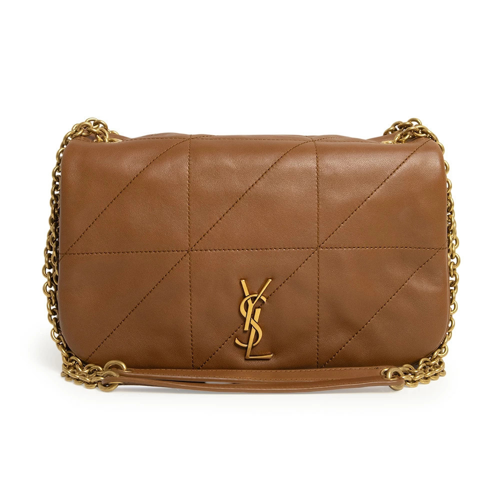 SAINT LAURENT PARIS Jamie Lambskin Brown Chain Crossbody Bag Leather